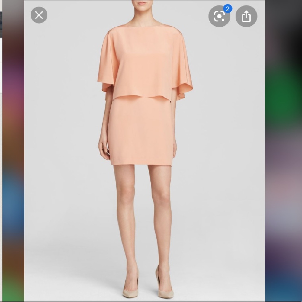 Tibi Blush Pink Silk Dress with Cape Overlay